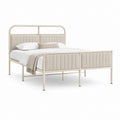 Lit double rectangulaire beige en acier et polyester 140 x 190 cm