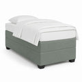 Lit une place avec sommier tapissier vert gris en polyester rectangulaire 90 x 190 cm