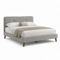 Lit double cadre de lit rectangulaire gris en polyester 160 x 200 cm