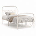 Lit double avec cadre en acier blanc forme arrondie 140 x 190 cm