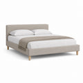 Cadre de lit double beige en polyester rectangulaire 160 x 200 cm