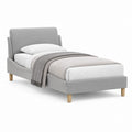 Lit simple capitonné gris en polyester avec cadre rectangulaire 90 x 190 cm