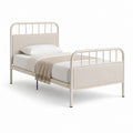 Lit simple avec cadre en acier crème et panneaux en polyester 90 x 190 cm