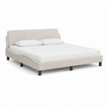 Lit double cadre de lit beige en polyester rectangulaire 160 x 200 cm