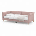 Lit banquette 90 x 200 cm rose en polyester avec cadre en panneaux de particules et pieds en bois massif