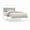 Lit simple avec cadre en acier blanc et panneaux en polyester vert 90 x 190 cm