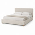 Lit double avec tête de lit beige en polyester rectangulaire 160 x 200 cm